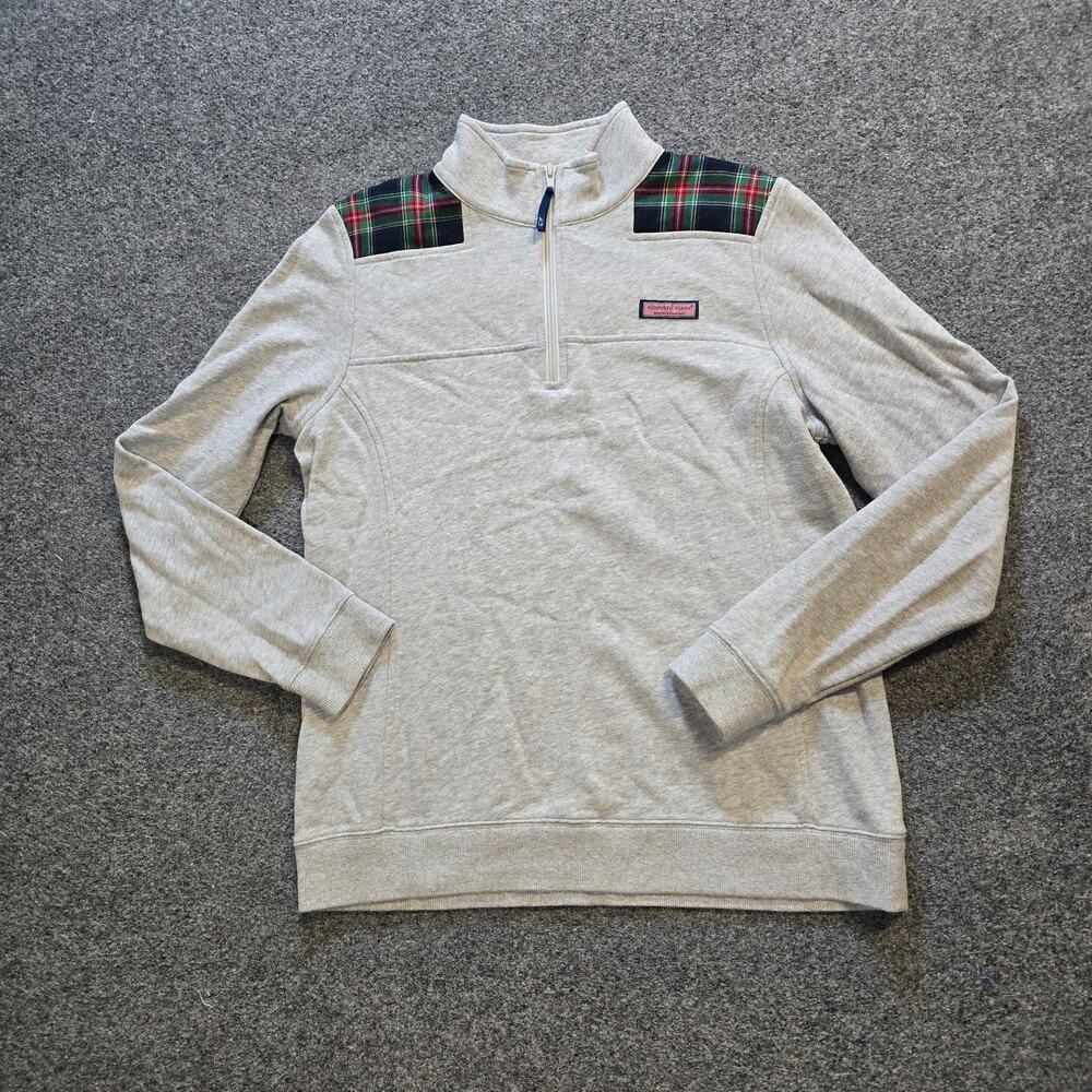 Vineyard Vines Sweater Women Size Medium Gray 1/4 Zip Long Sleeve Comfort Preppy